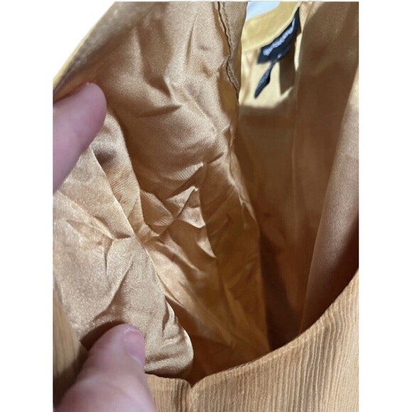 Spencer Jeremy Silk Empire Waist Rhinestone Silk Blouse MUSTARD YELLOW HOLIDAY - Picture 7 of 8